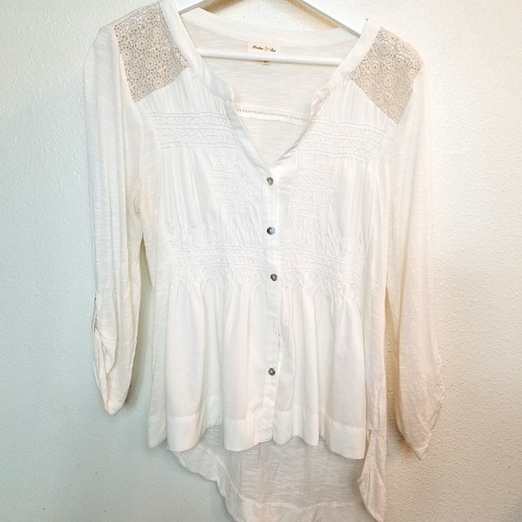 Anthropologie Tops - Anthropologie Cinched Eyelet Henley